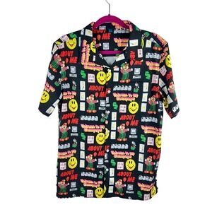Men's Medium "Welcome to My Homepage" Button-Up Shirt | Retro Webcore Emojicore